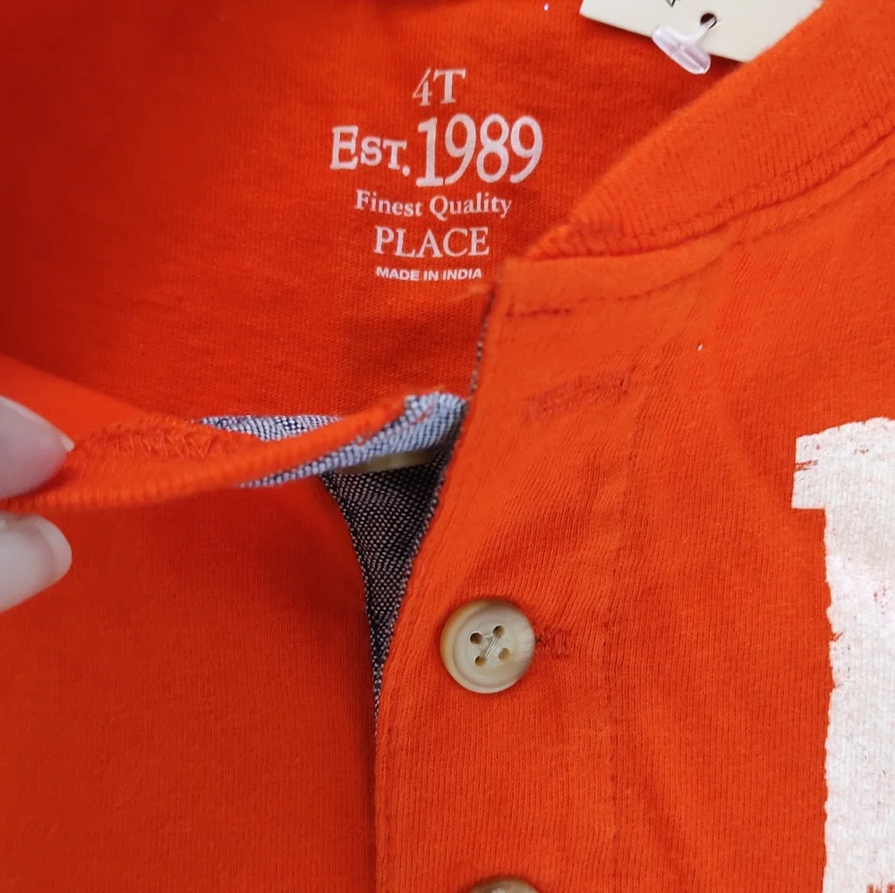 NWT The Children's Place Orange & Gray Baseball Raglan Tee